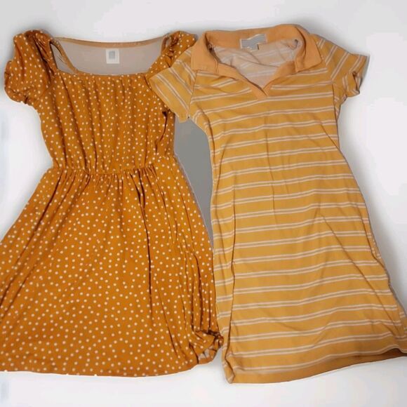 Girls Dress Bundle 2 Soft Orange Dresses Casual And Cute Size 10 Polka Dots - Picture 1 of 6